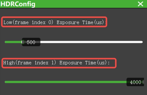 Example of DS product setting exposure time with HDR.